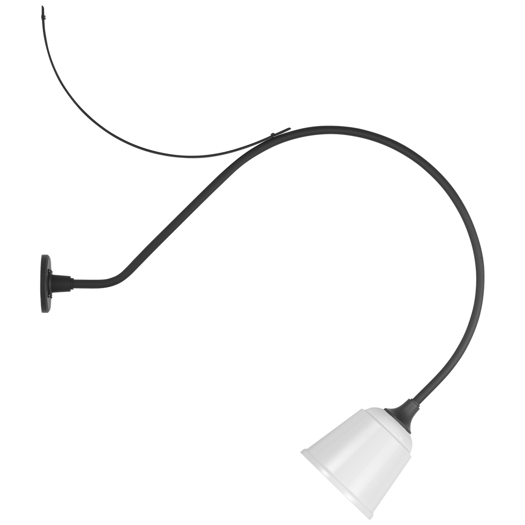 Academy 36" Anchored Larrabee Barn Light | Matte Black | 8 | 8" White Rockhouse Shade