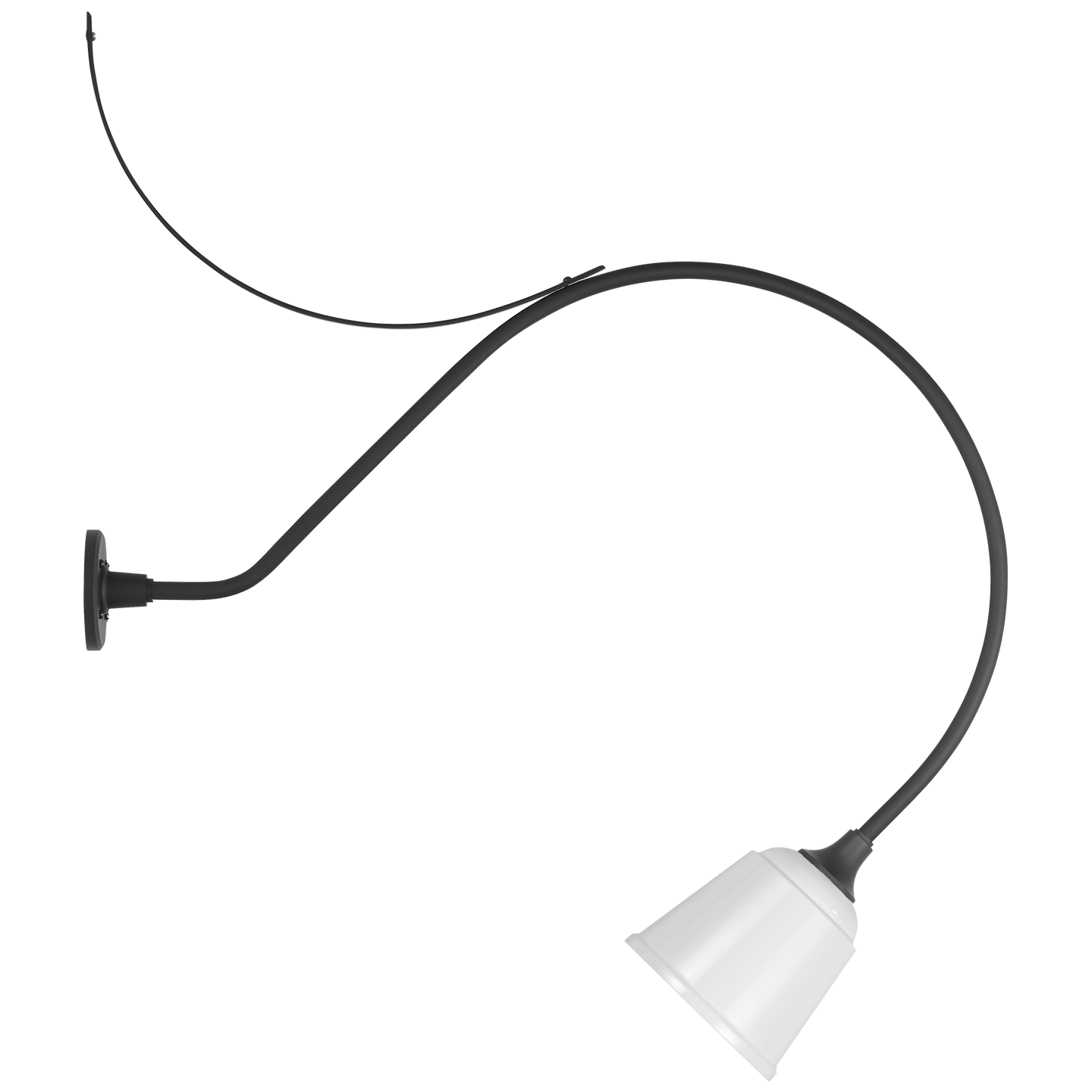Academy 36" Anchored Larrabee Barn Light | Matte Black | 8 | 8" White Rockhouse Shade