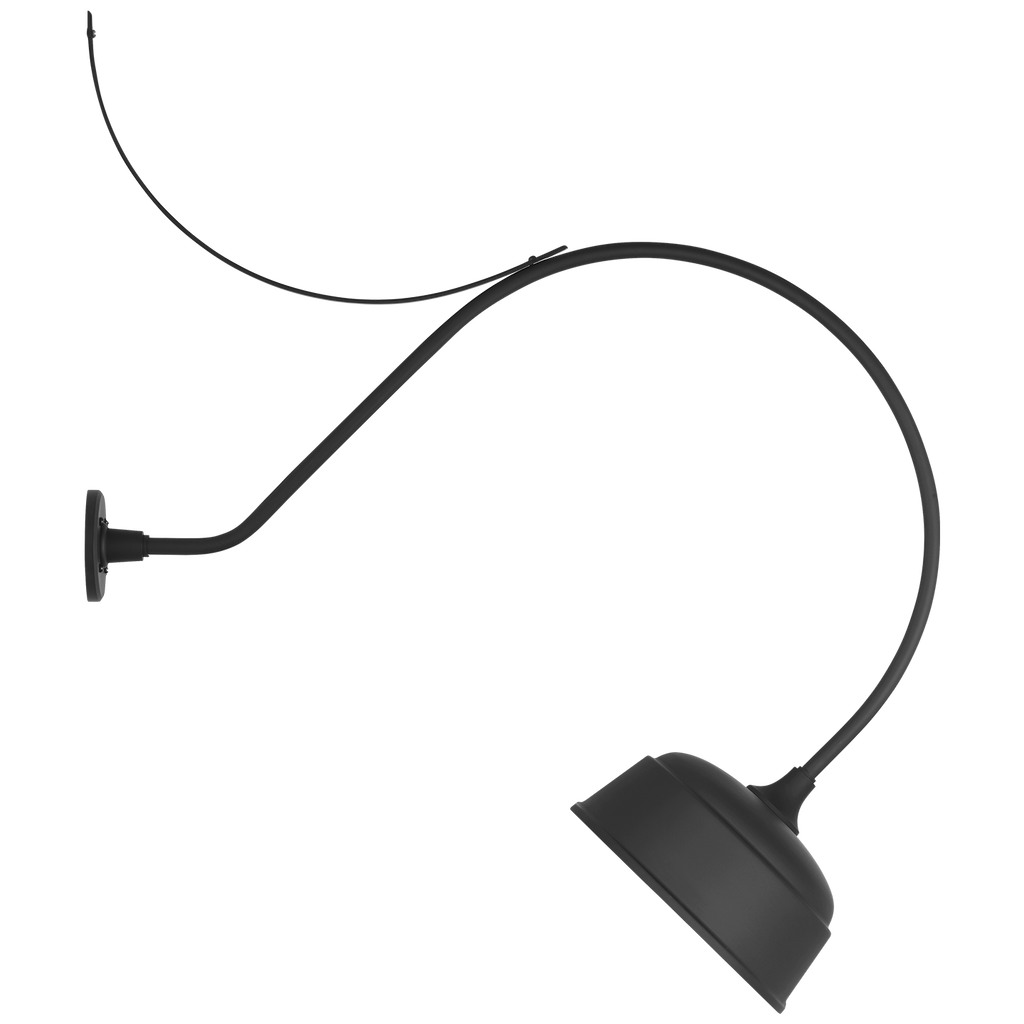 Academy 36" Anchored Larrabee Barn Light | Matte Black | 12.5 | 12.5" Matte Black Rockhouse Shade