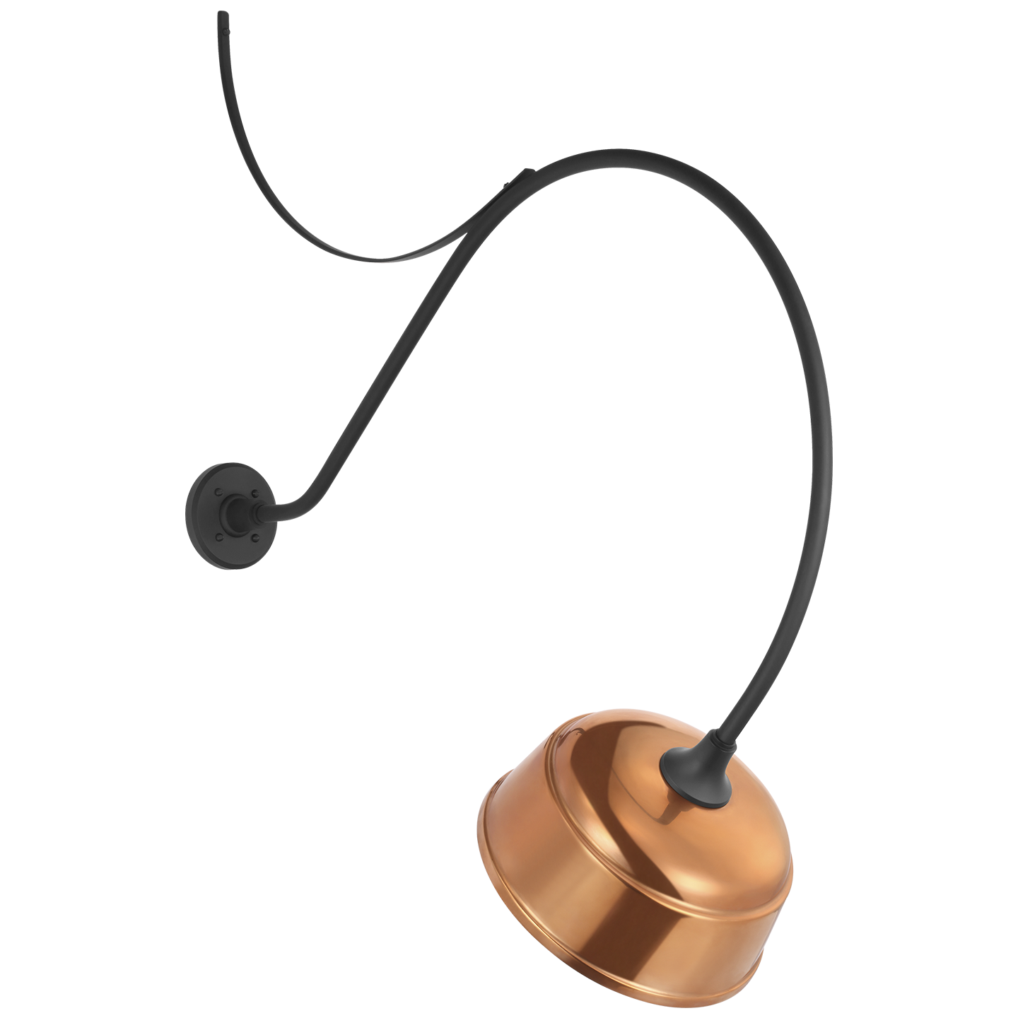 Academy 36" Anchored Larrabee Barn Light | Matte Black | 12.5 | 12.5" Soft Copper Rockhouse Shade