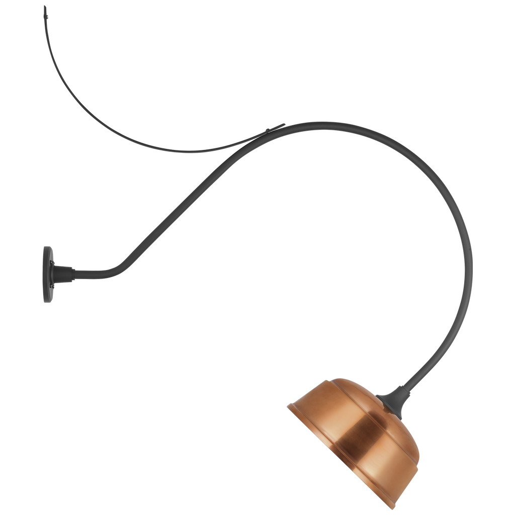 Academy 36" Anchored Larrabee Barn Light | Matte Black | 12.5 | 12.5" Soft Copper Rockhouse Shade