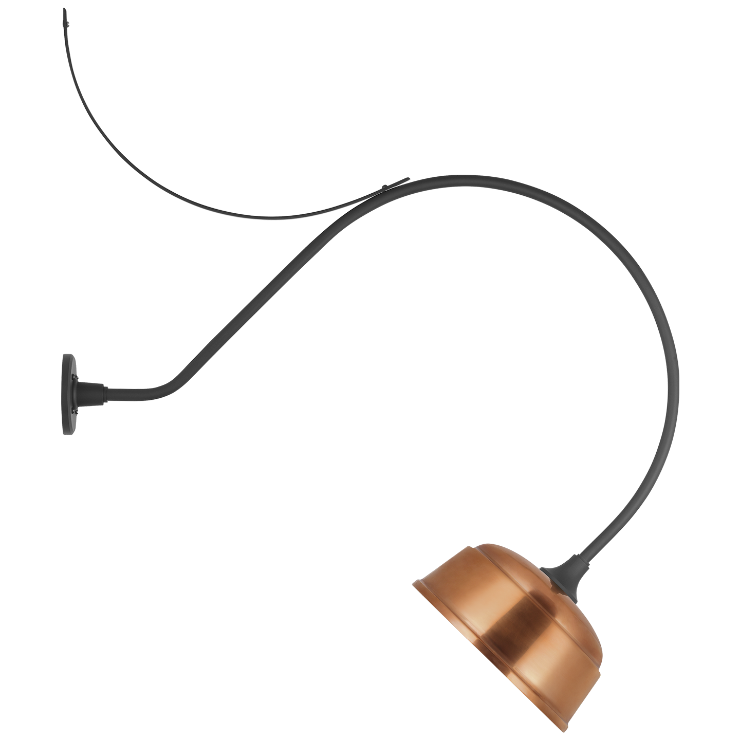 Academy 36" Anchored Larrabee Barn Light | Matte Black | 12.5 | 12.5" Soft Copper Rockhouse Shade