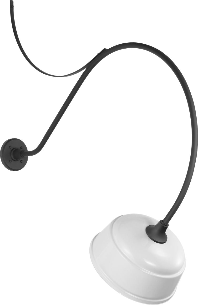 Academy 36" Anchored Larrabee Barn Light | Matte Black | 12.5 | 12.5" White Rockhouse Shade