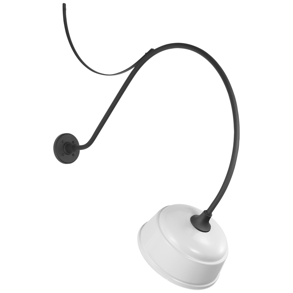 Academy 36" Anchored Larrabee Barn Light | Matte Black | 12.5 | 12.5" White Rockhouse Shade