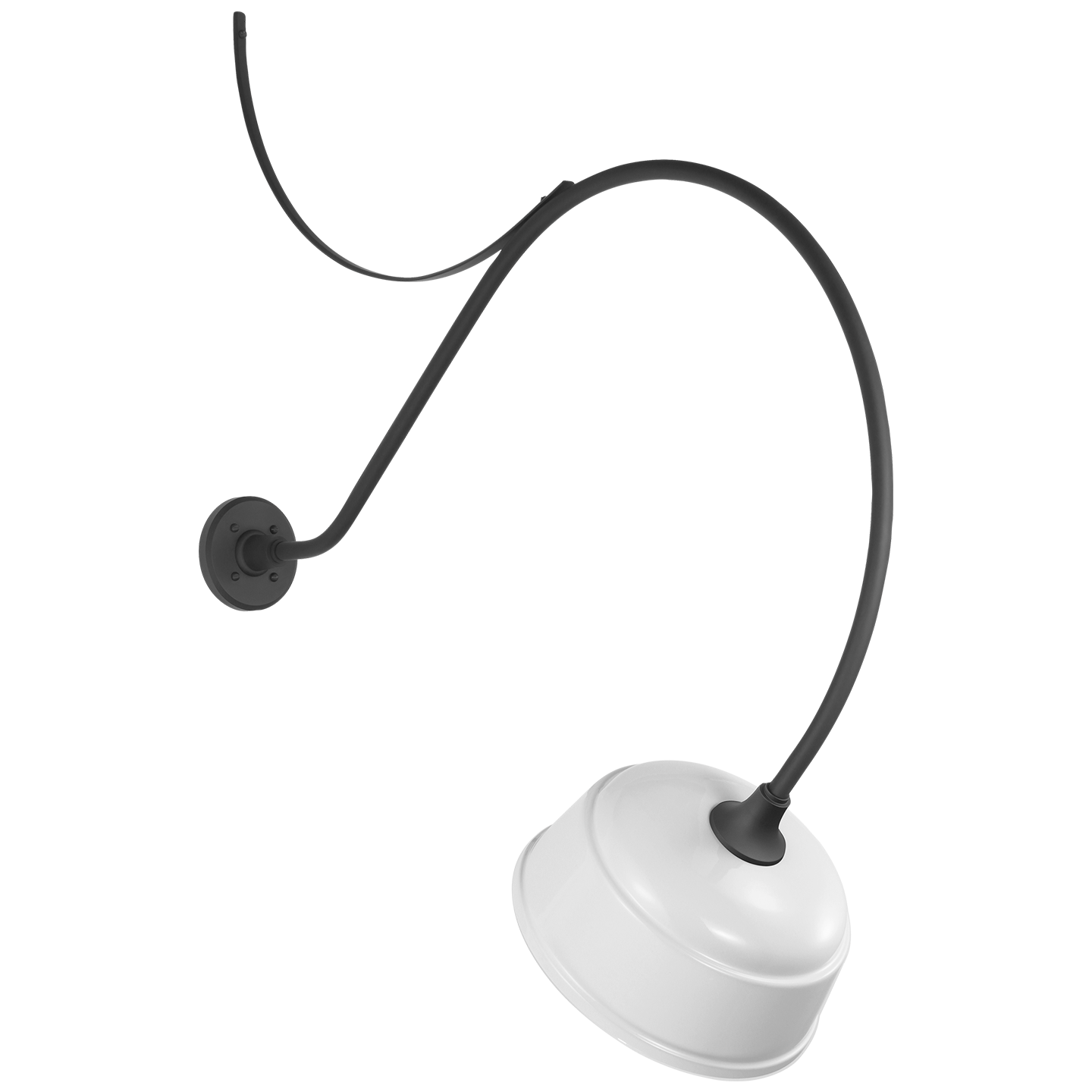Academy 36" Anchored Larrabee Barn Light | Matte Black | 12.5 | 12.5" White Rockhouse Shade