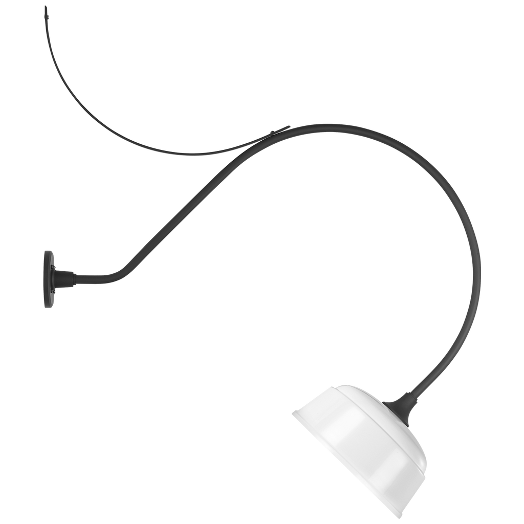 Academy 36" Anchored Larrabee Barn Light | Matte Black | 12.5 | 12.5" White Rockhouse Shade