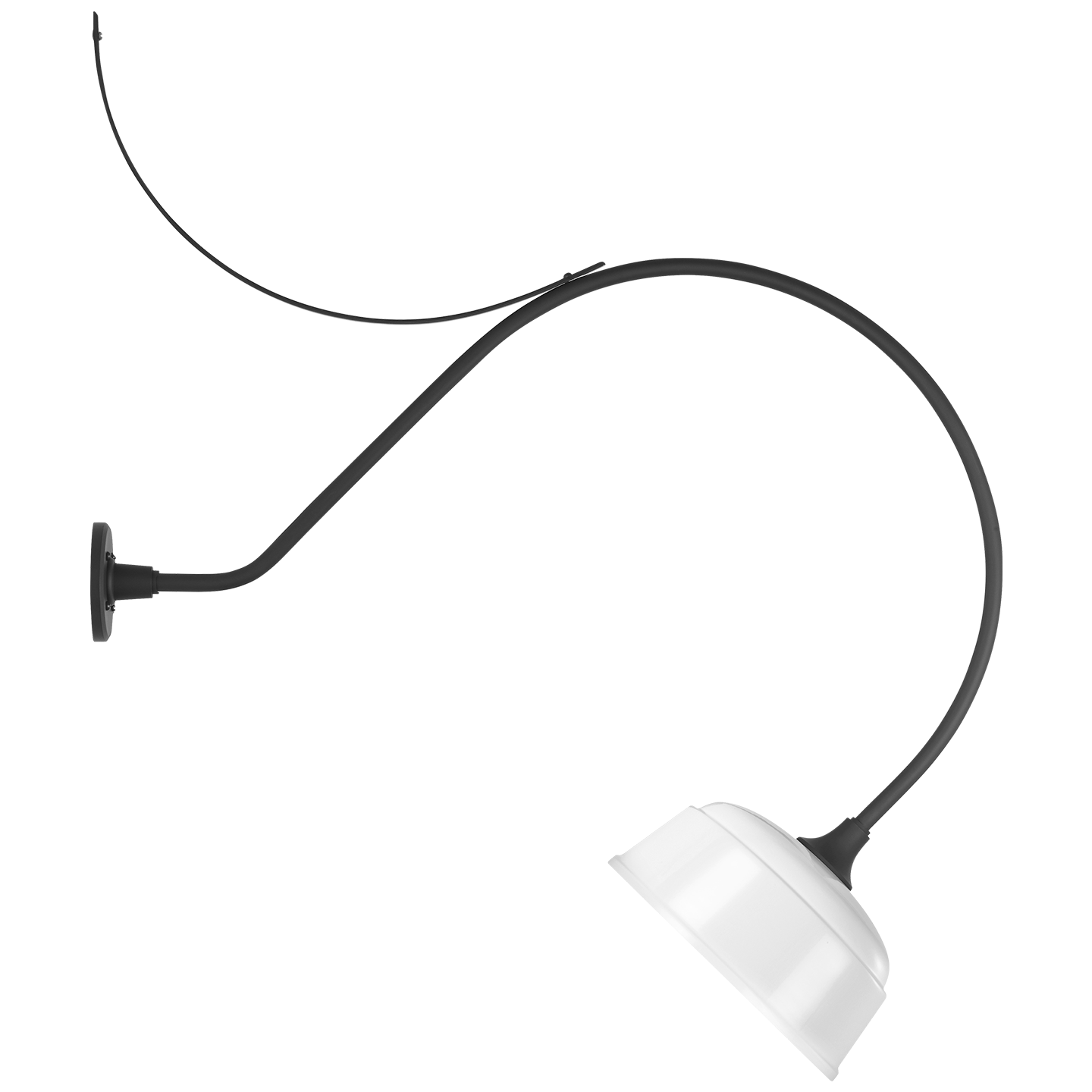 Academy 36" Anchored Larrabee Barn Light | Matte Black | 12.5 | 12.5" White Rockhouse Shade