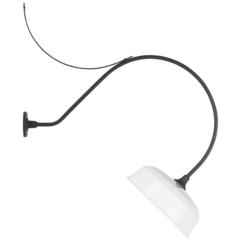 Academy 36" Anchored Larrabee Barn Light | Matte Black | 16 | 16" White Rockhouse Shade