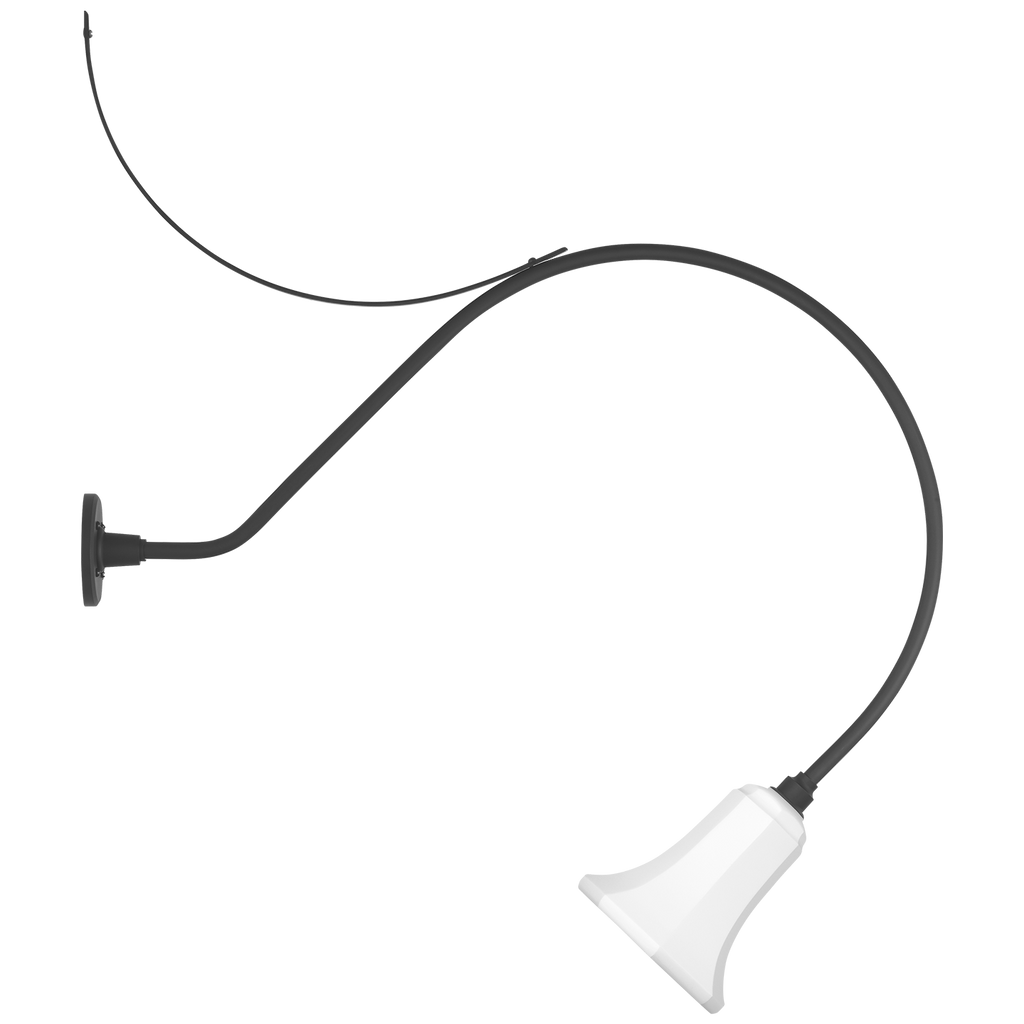 Academy 36" Anchored Larrabee Barn Light | Matte Black | 7.5 | 7.5" White Savannah Shade