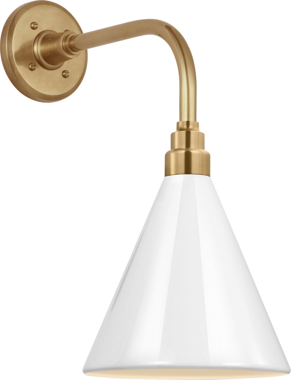 Academy 11" Rex Barn Light | Hand-Rubbed Antique Brass | 9 | 9" White Conical Savannah Shade