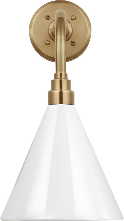 Academy 11" Rex Barn Light | Hand-Rubbed Antique Brass | 9 | 9" White Conical Savannah Shade