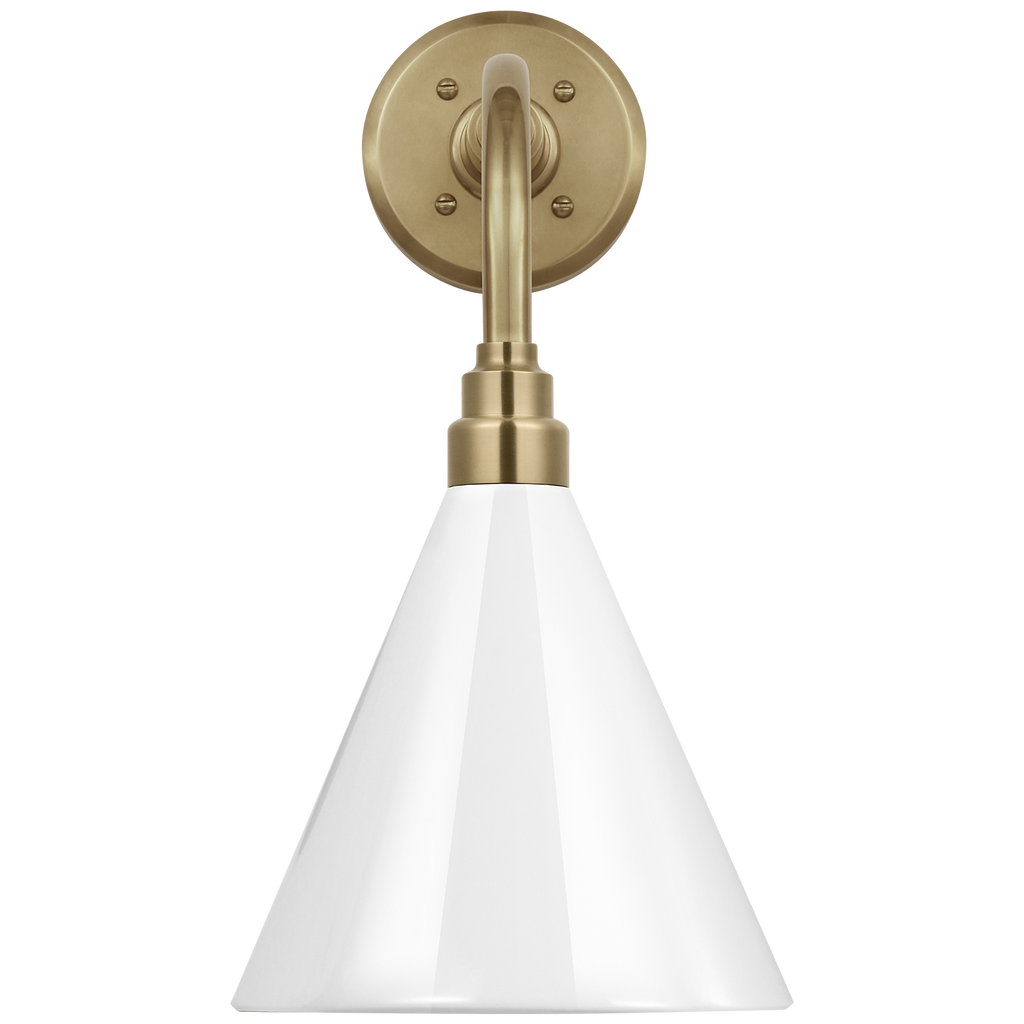 Academy 11" Rex Barn Light | Hand-Rubbed Antique Brass | 9 | 9" White Conical Savannah Shade