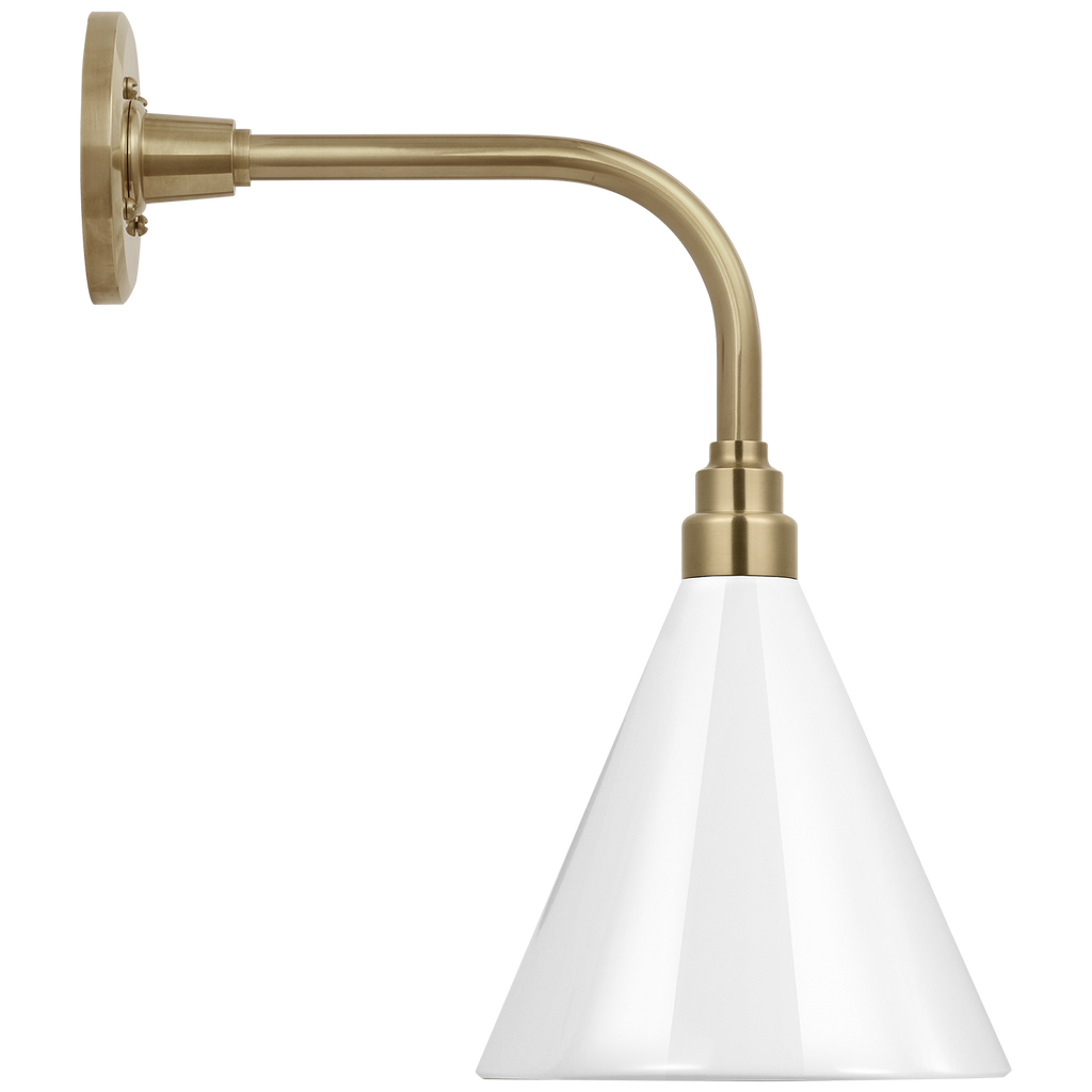 Academy 11" Rex Barn Light | Hand-Rubbed Antique Brass | 9 | 9" White Conical Savannah Shade