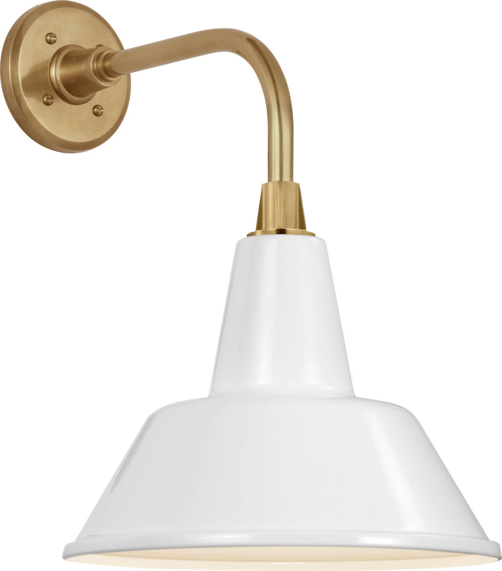 Academy 11" Rex Barn Light | Hand-Rubbed Antique Brass | 12.5 | 12.5" White Bowers Shade