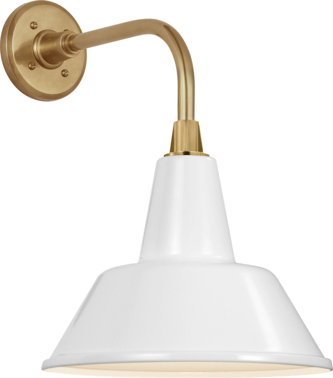 Academy 11" Rex Barn Light | Hand-Rubbed Antique Brass | 12.5 | 12.5" White Bowers Shade