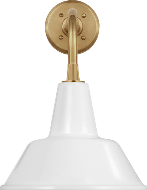 Academy 11" Rex Barn Light | Hand-Rubbed Antique Brass | 12.5 | 12.5" White Bowers Shade