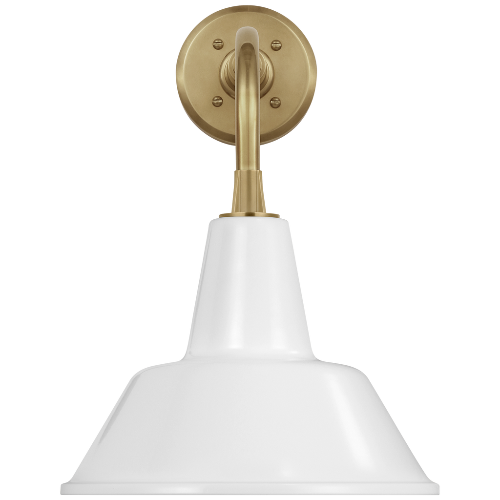 Academy 11" Rex Barn Light | Hand-Rubbed Antique Brass | 12.5 | 12.5" White Bowers Shade