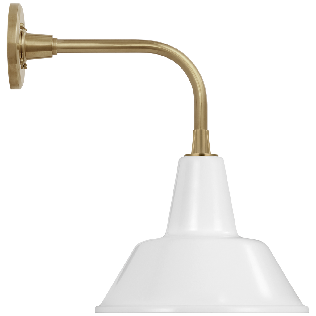 Academy 11" Rex Barn Light | Hand-Rubbed Antique Brass | 12.5 | 12.5" White Bowers Shade