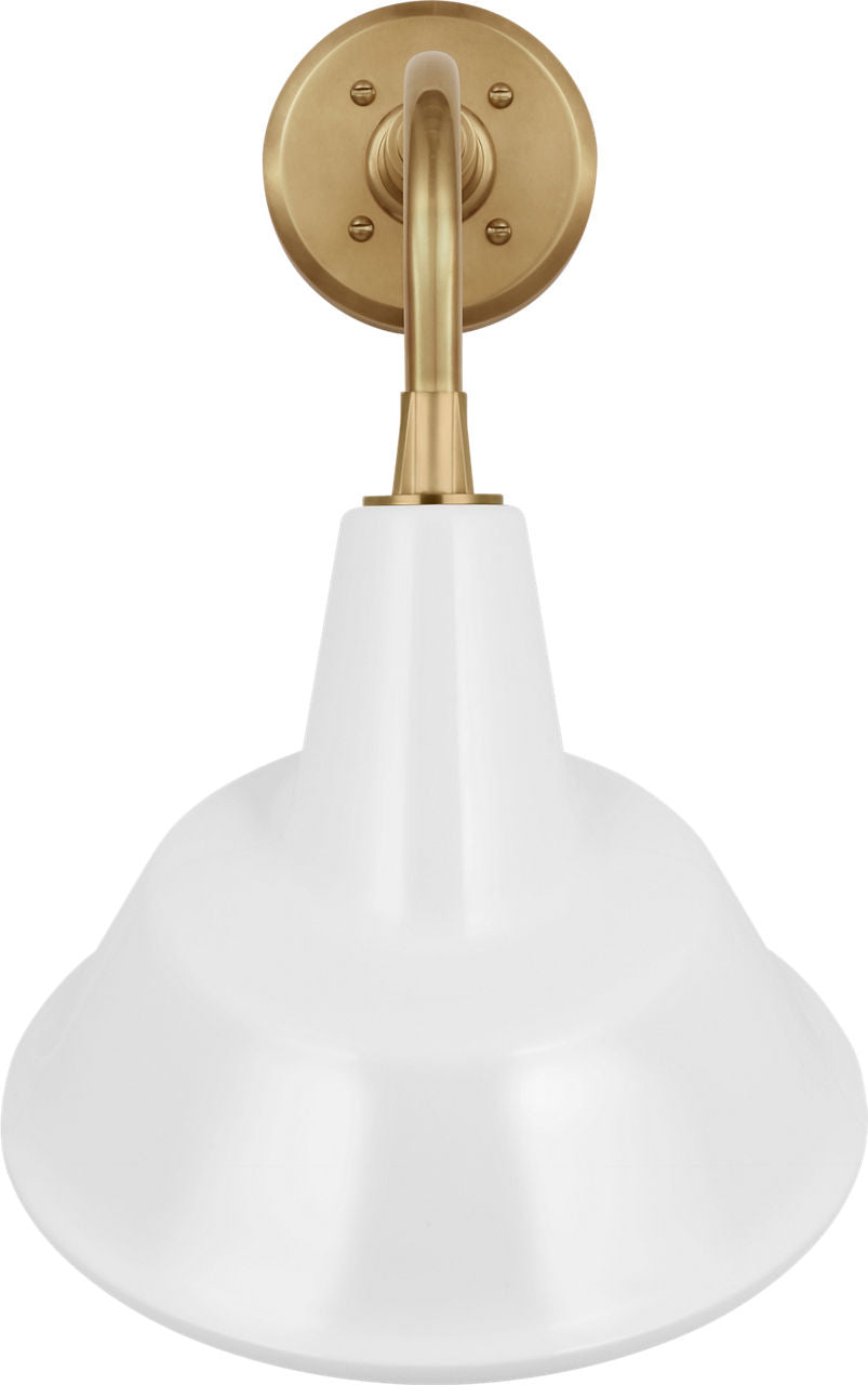Academy 11" Rex Barn Light | Hand-Rubbed Antique Brass | 12.5 | 12.5" White Tilted Bowers Shade