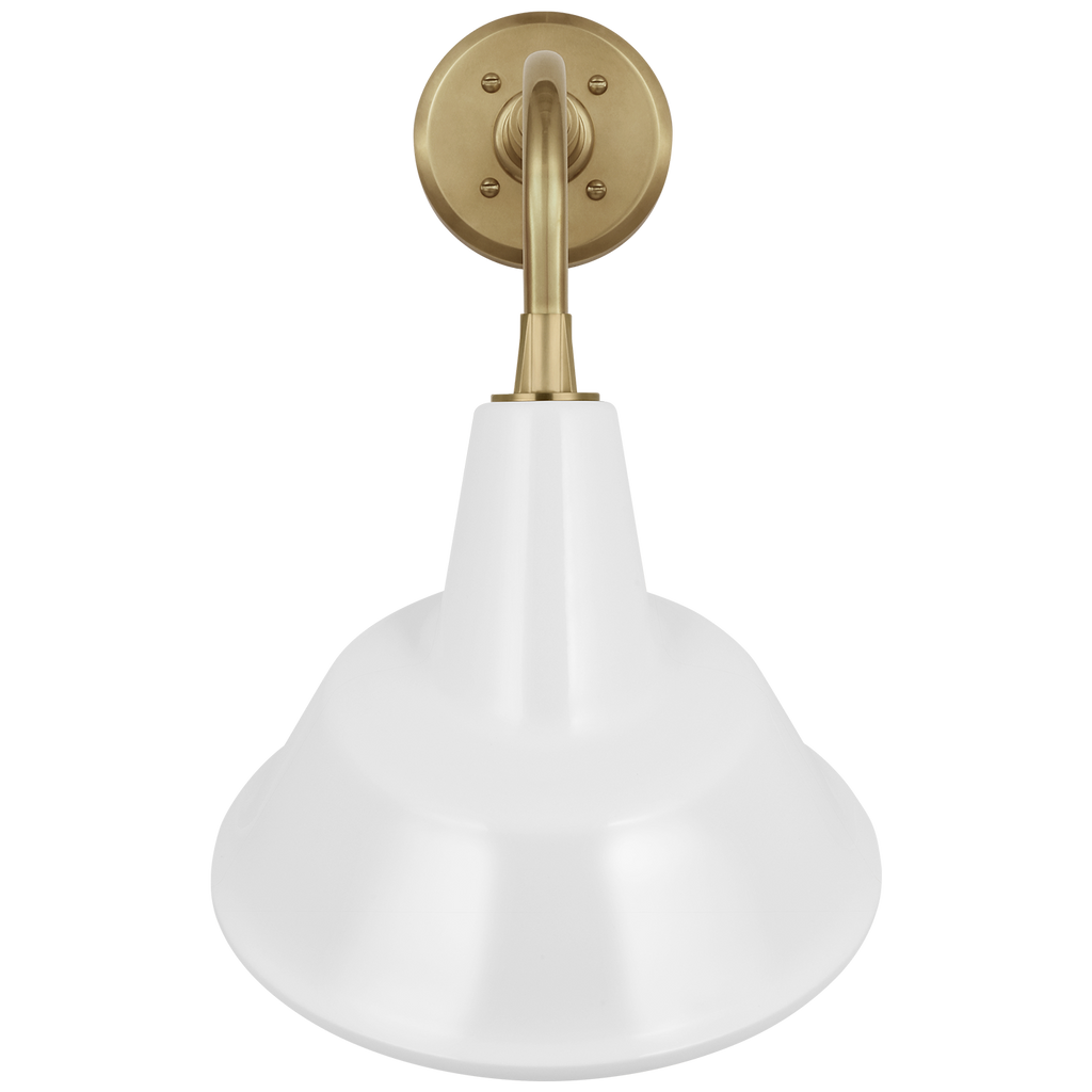 Academy 11" Rex Barn Light | Hand-Rubbed Antique Brass | 12.5 | 12.5" White Tilted Bowers Shade