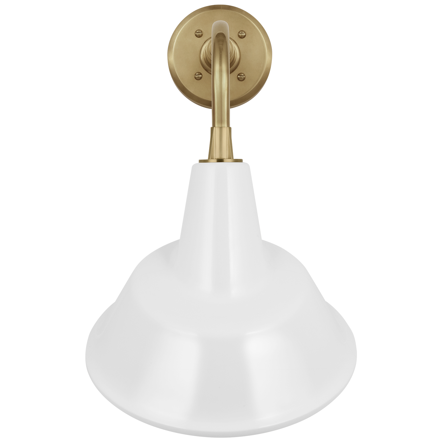 Academy 11" Rex Barn Light | Hand-Rubbed Antique Brass | 12.5 | 12.5" White Tilted Bowers Shade