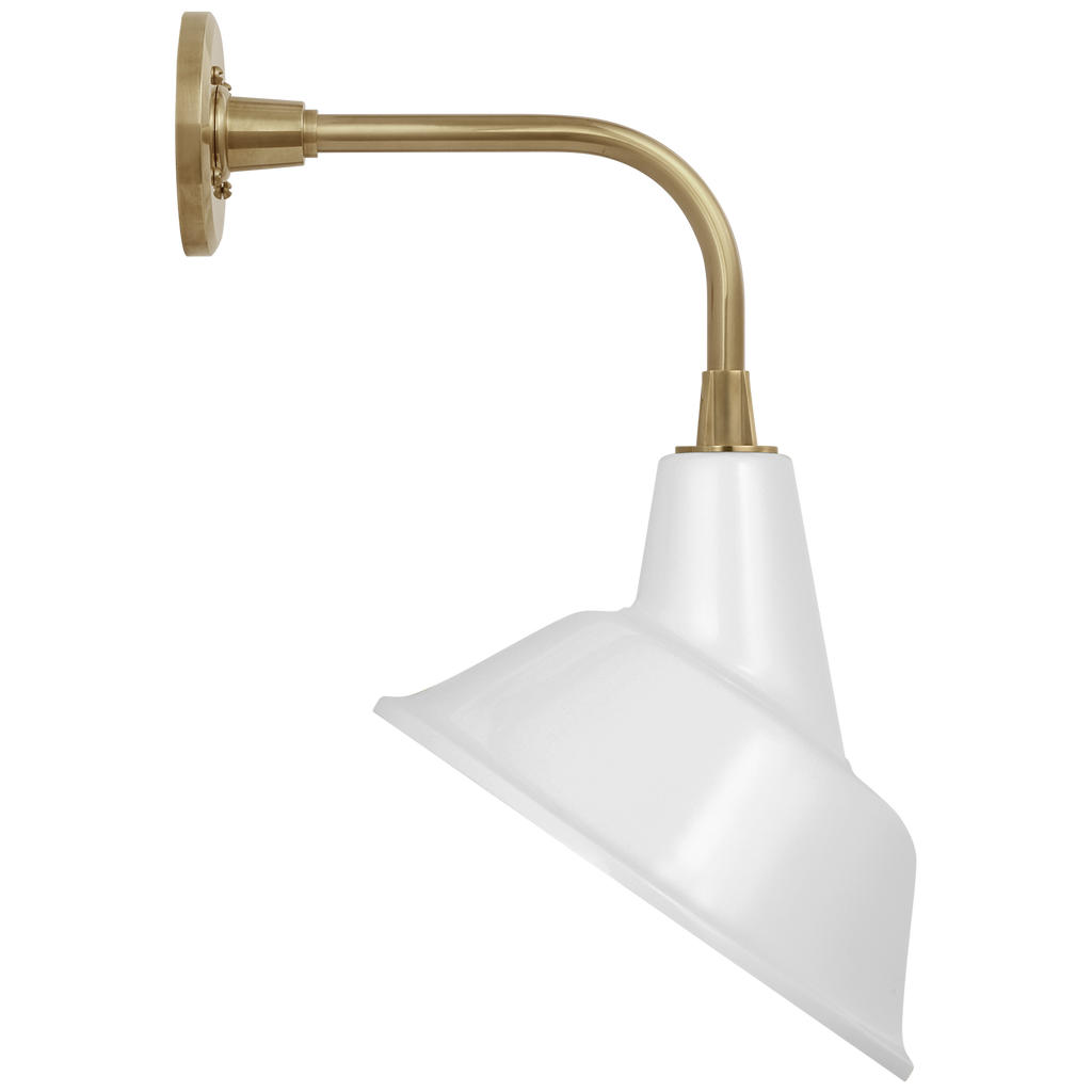 Academy 11" Rex Barn Light | Hand-Rubbed Antique Brass | 12.5 | 12.5" White Tilted Bowers Shade