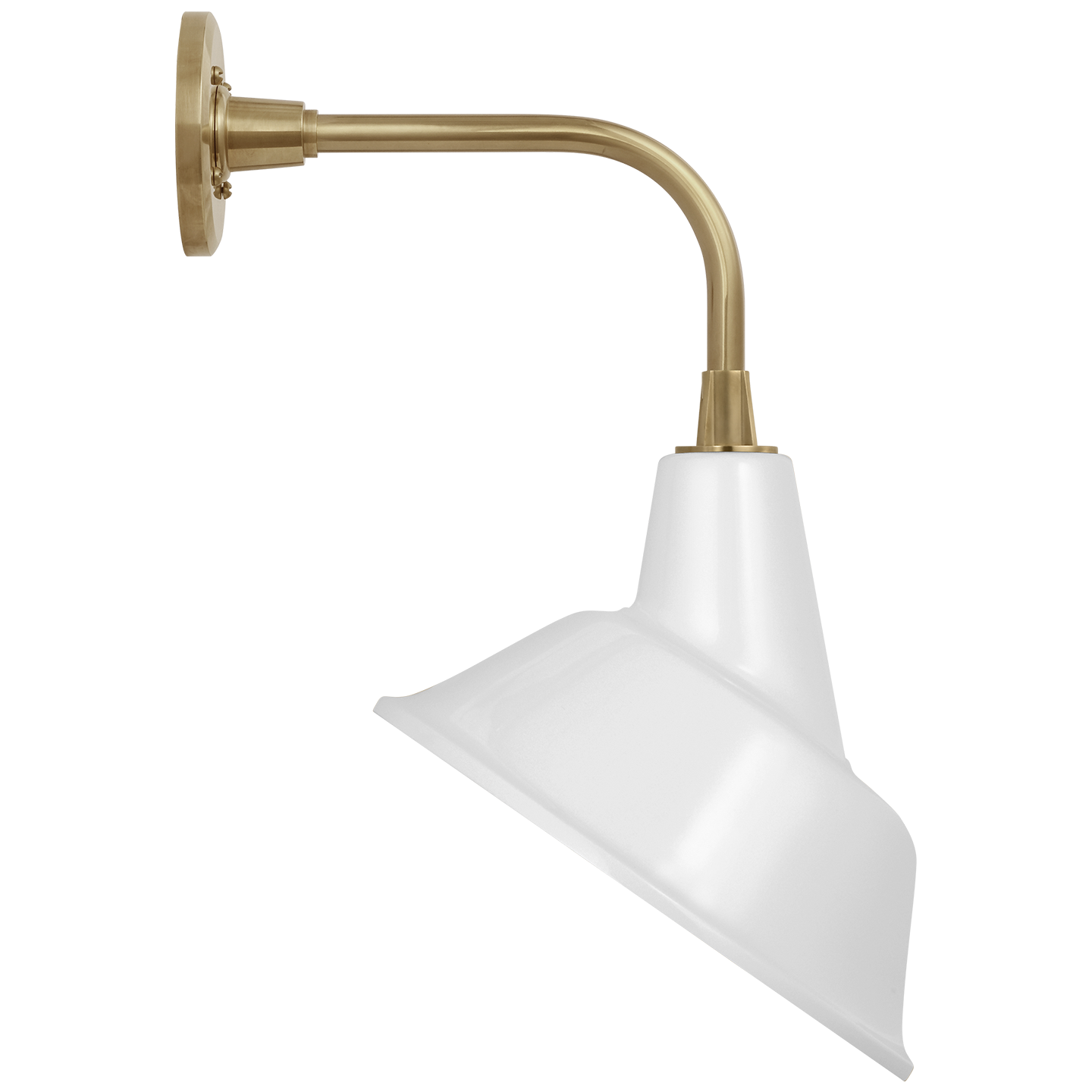 Academy 11" Rex Barn Light | Hand-Rubbed Antique Brass | 12.5 | 12.5" White Tilted Bowers Shade