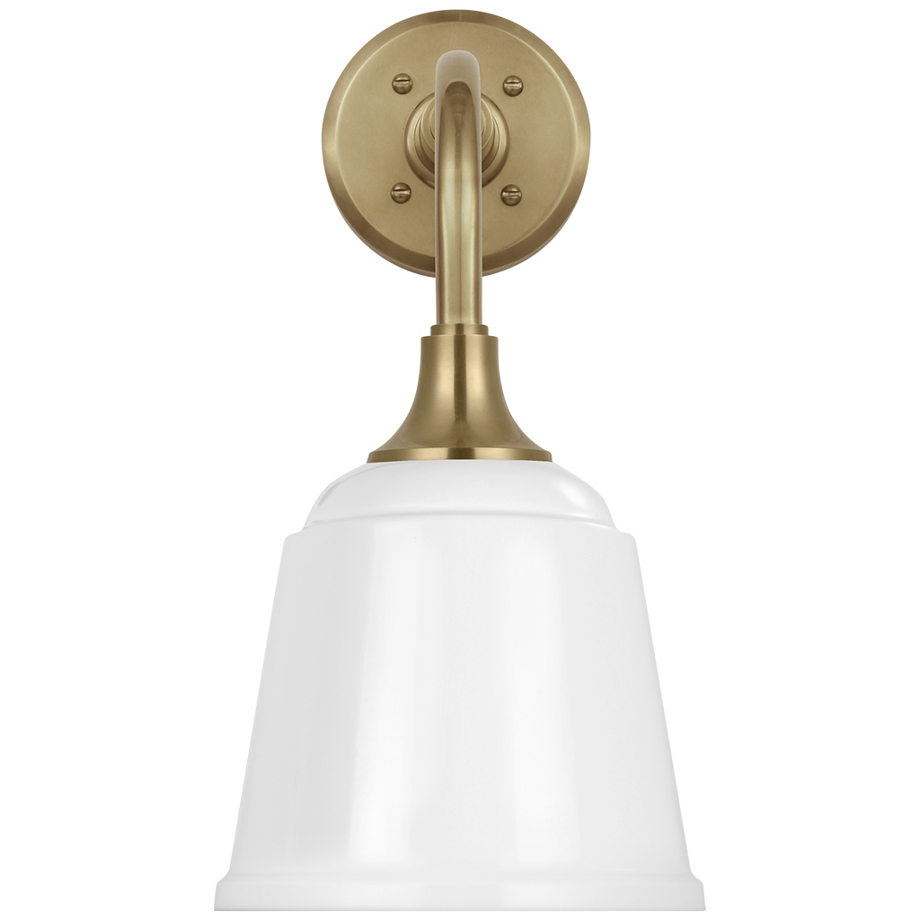 Academy 11" Rex Barn Light | Hand-Rubbed Antique Brass | 8 | 8" White Rockhouse Shade