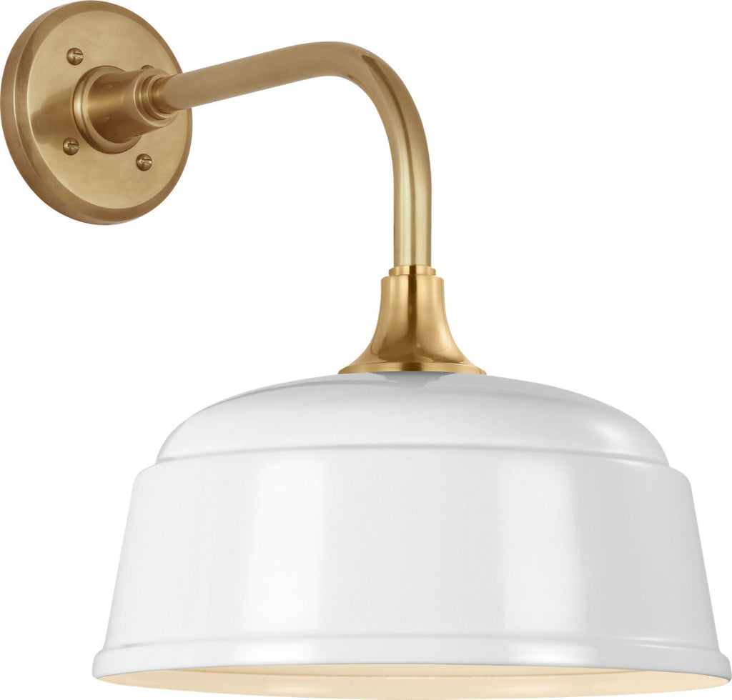 Academy 11" Rex Barn Light | Hand-Rubbed Antique Brass | 12.5 | 12.5" White Rockhouse Shade