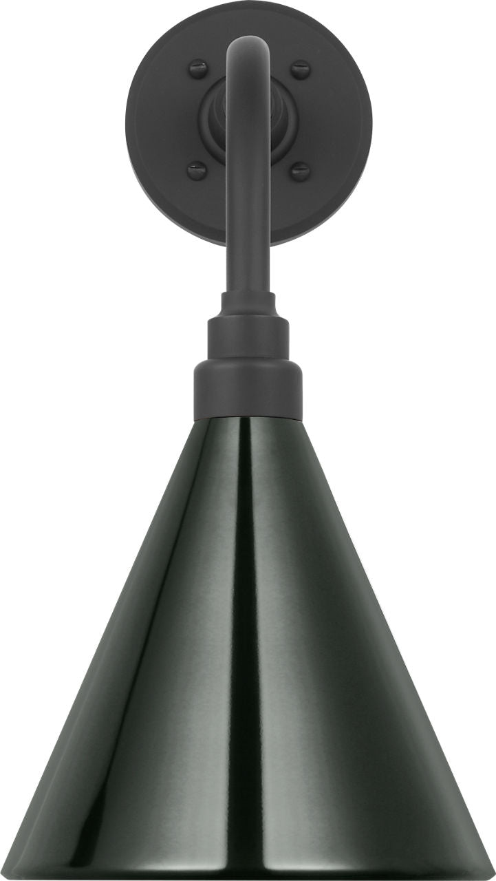 Academy 11" Rex Barn Light | Matte Black | 9 | 9" Green Conical Savannah Shade