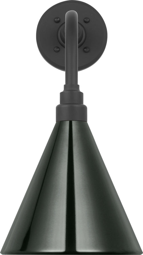 Academy 11" Rex Barn Light | Matte Black | 9 | 9" Green Conical Savannah Shade