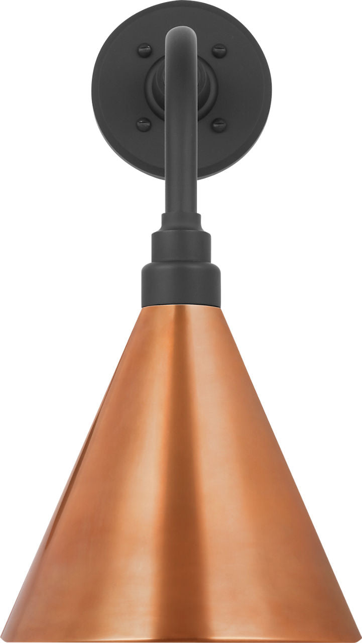 Academy 11" Rex Barn Light | Matte Black | 9 | 9" Soft Copper Conical Savannah Shade