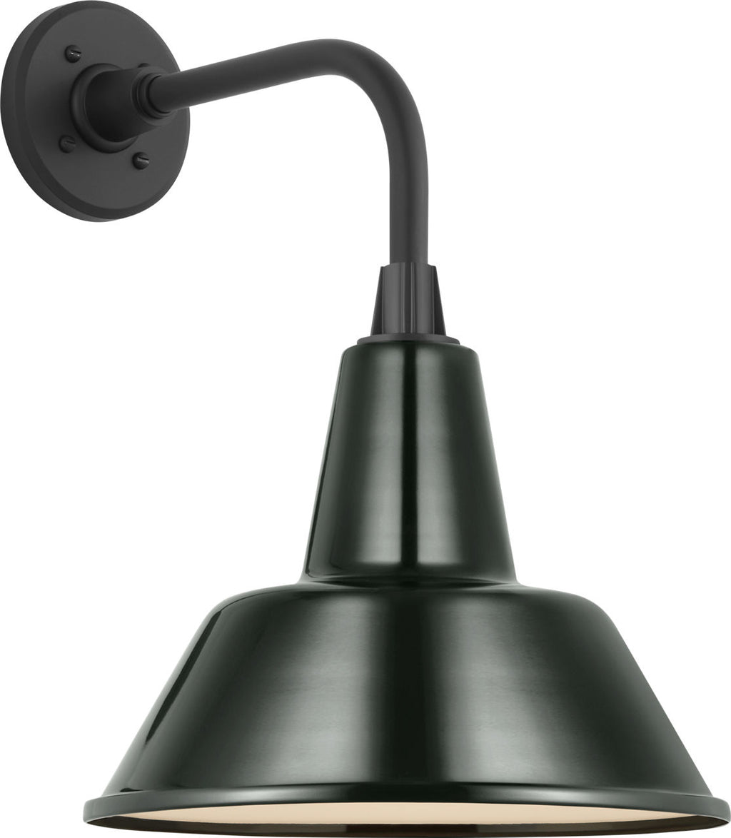Academy 11" Rex Barn Light | Matte Black | 12.5 | 12.5" Green Bowers Shade