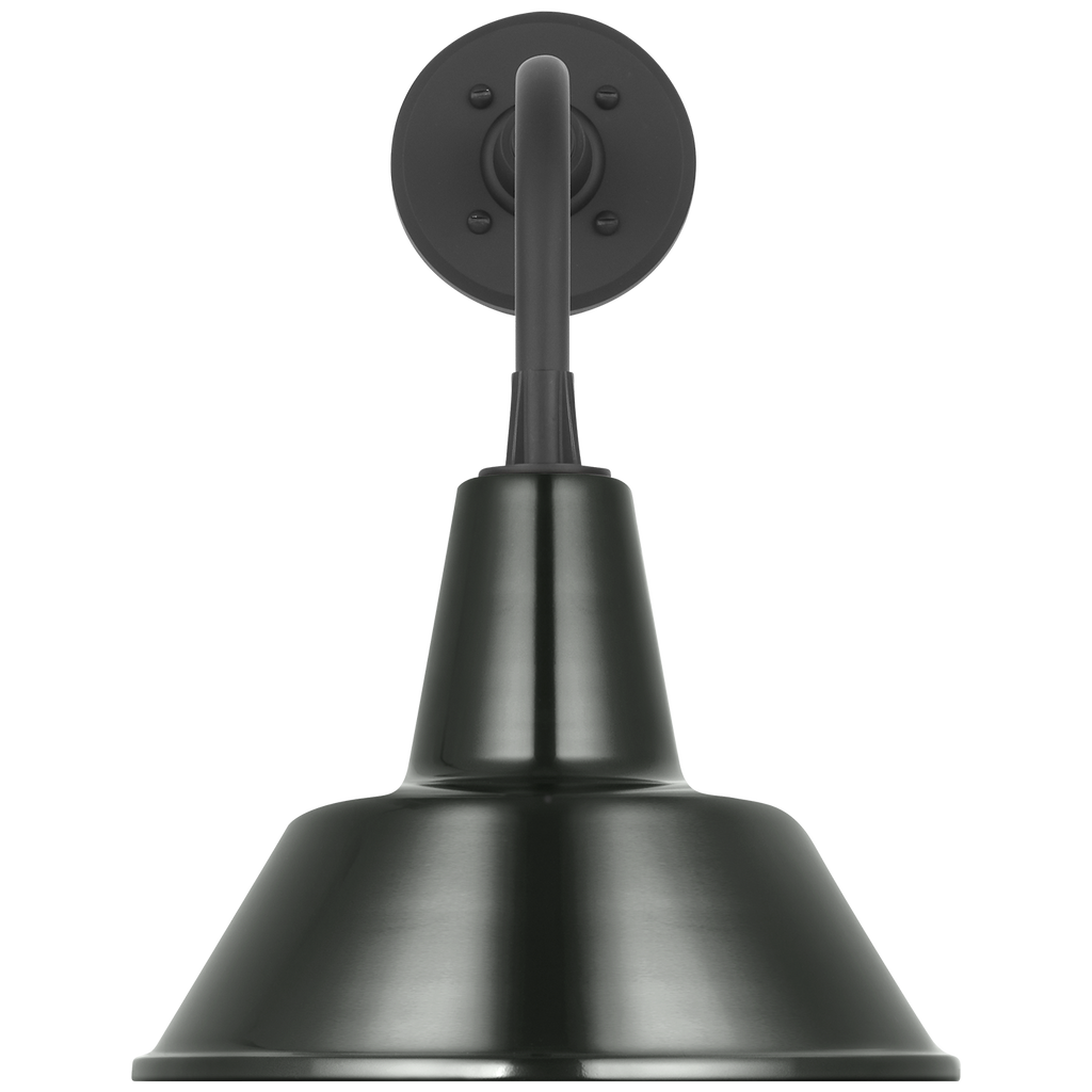 Academy 11" Rex Barn Light | Matte Black | 12.5 | 12.5" Green Bowers Shade