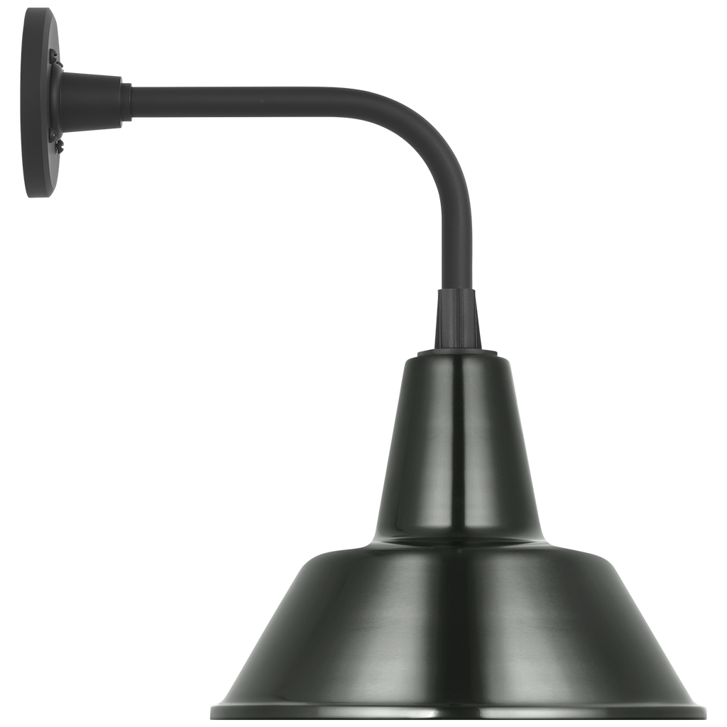Academy 11" Rex Barn Light | Matte Black | 12.5 | 12.5" Green Bowers Shade