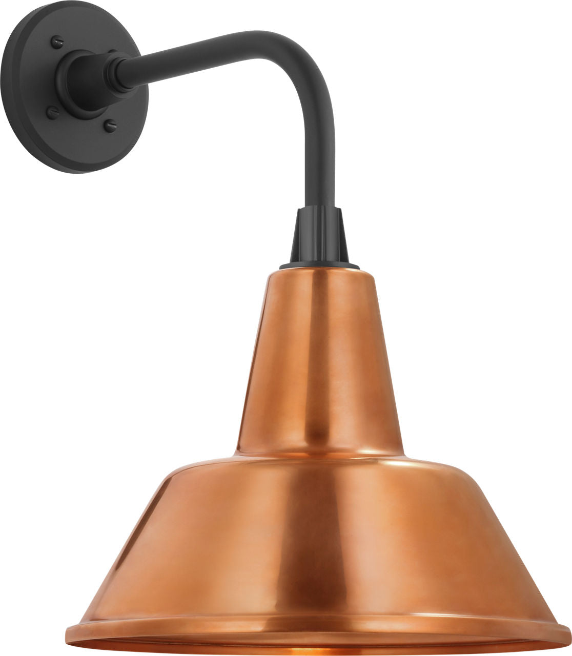 Academy 11" Rex Barn Light | Matte Black | 12.5 | 12.5" Soft Copper Bowers Shade