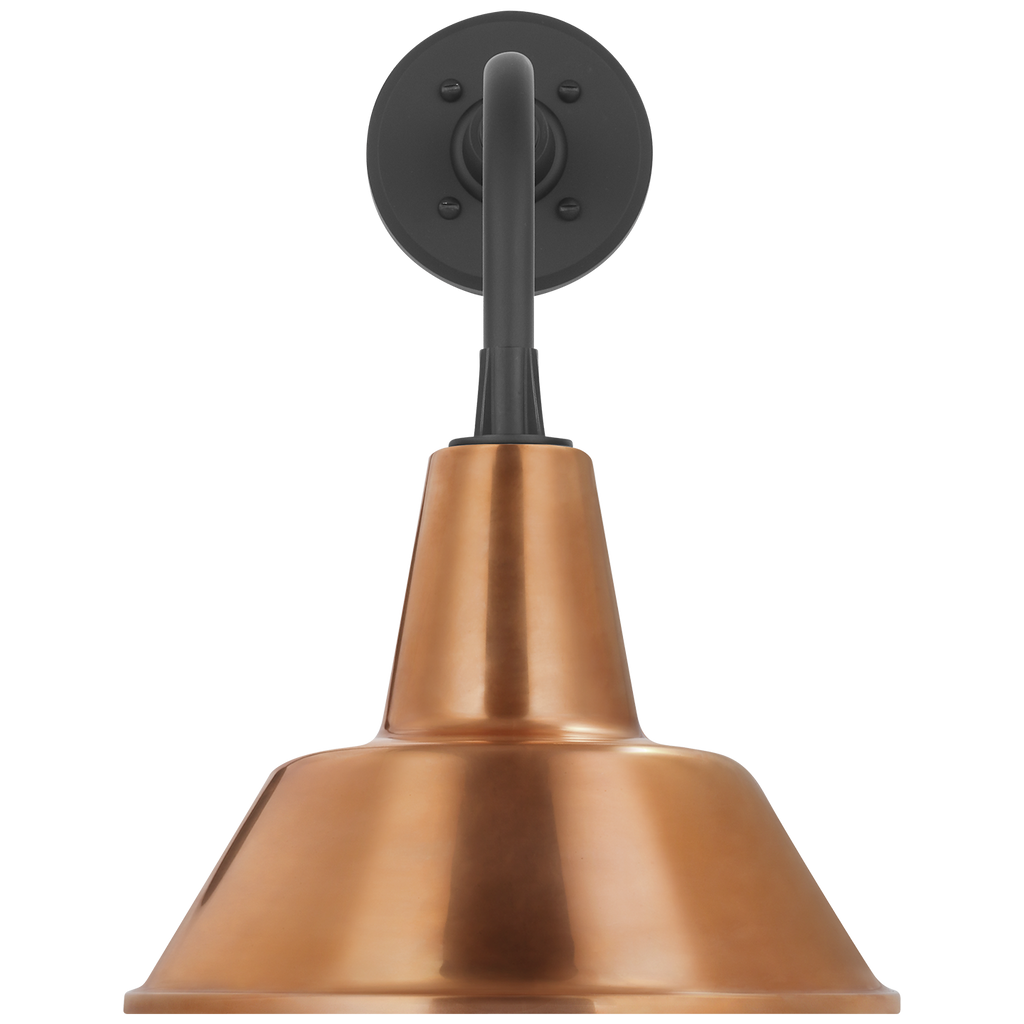 Academy 11" Rex Barn Light | Matte Black | 12.5 | 12.5" Soft Copper Bowers Shade