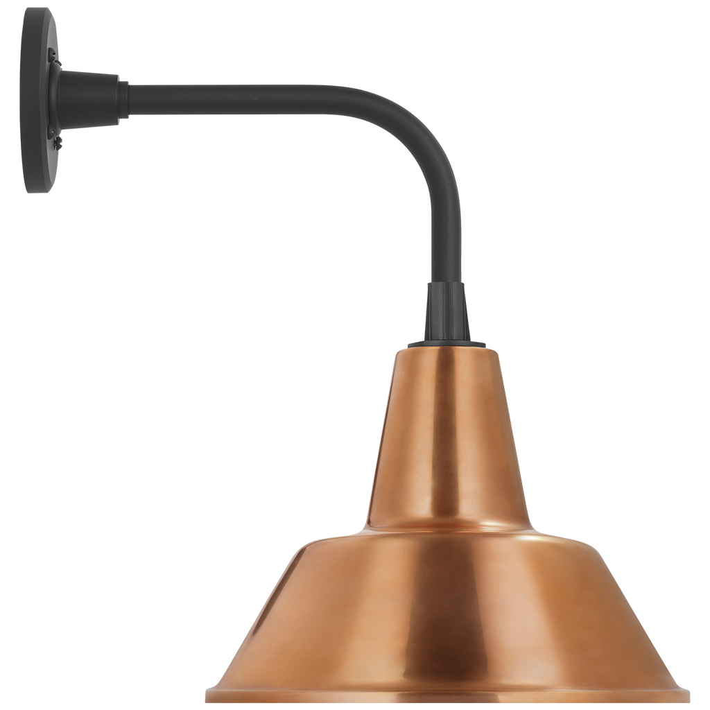 Academy 11" Rex Barn Light | Matte Black | 12.5 | 12.5" Soft Copper Bowers Shade