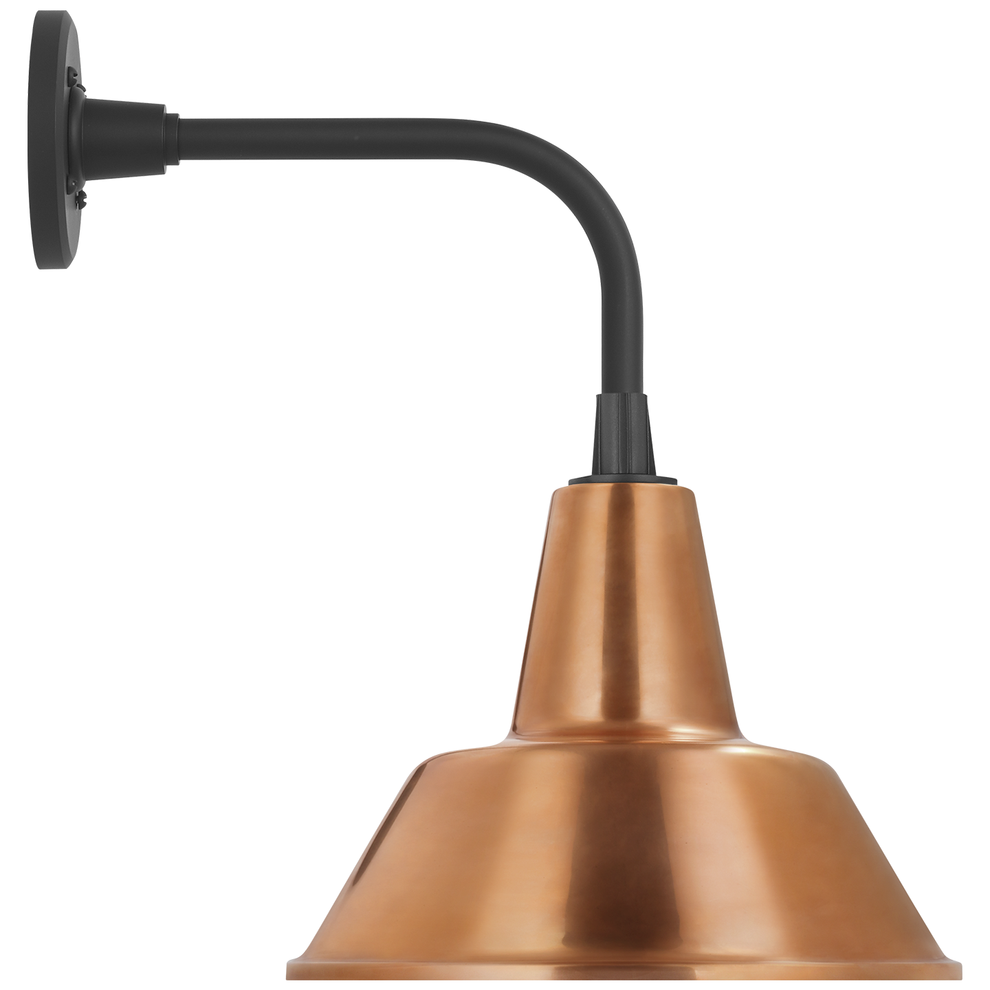 Academy 11" Rex Barn Light | Matte Black | 12.5 | 12.5" Soft Copper Bowers Shade