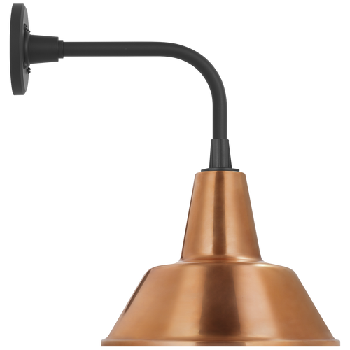 Academy 11" Rex Barn Light | Matte Black | 12.5 | 12.5" Soft Copper Bowers Shade