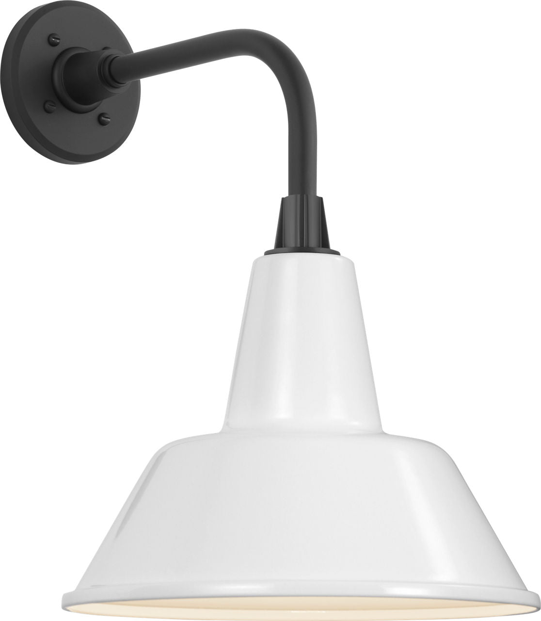 Academy 11" Rex Barn Light | Matte Black | 12.5 | 12.5" White Bowers Shade