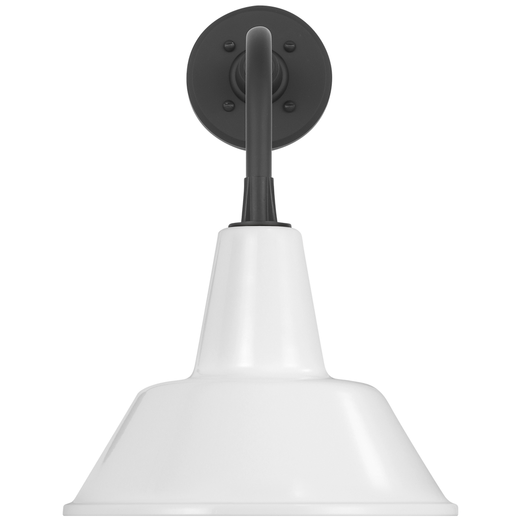 Academy 11" Rex Barn Light | Matte Black | 12.5 | 12.5" White Bowers Shade