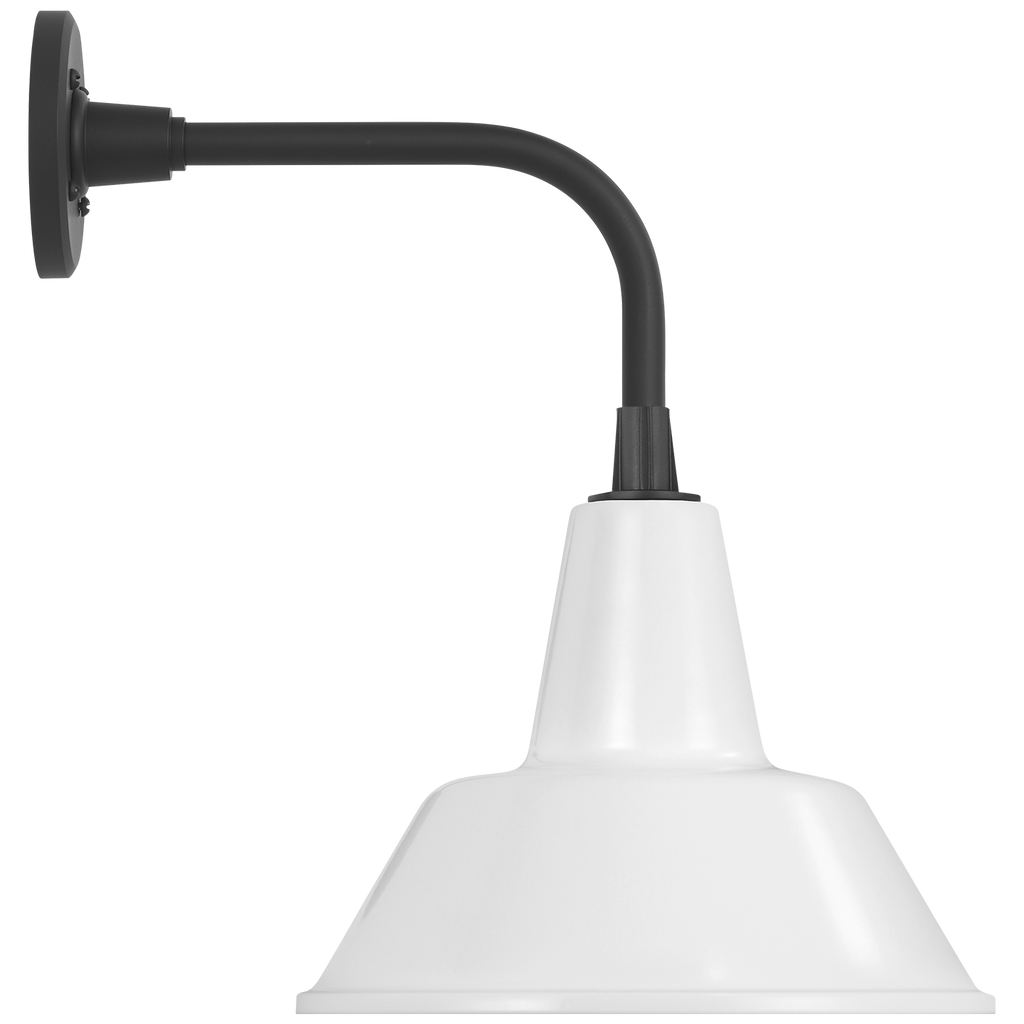 Academy 11" Rex Barn Light | Matte Black | 12.5 | 12.5" White Bowers Shade