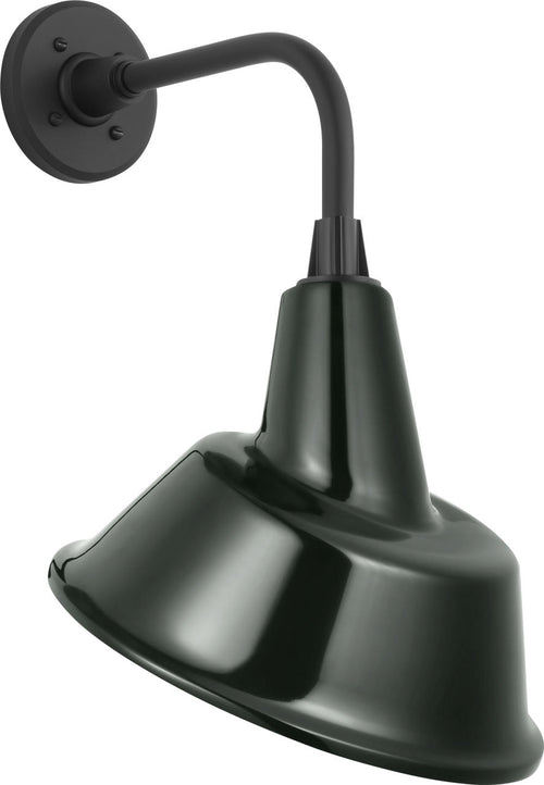 Academy 11" Rex Barn Light | Matte Black | 12.5 | 12.5" Green Tilted Bowers Shade