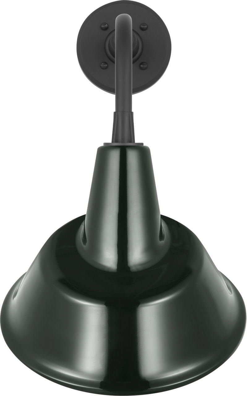 Academy 11" Rex Barn Light | Matte Black | 12.5 | 12.5" Green Tilted Bowers Shade