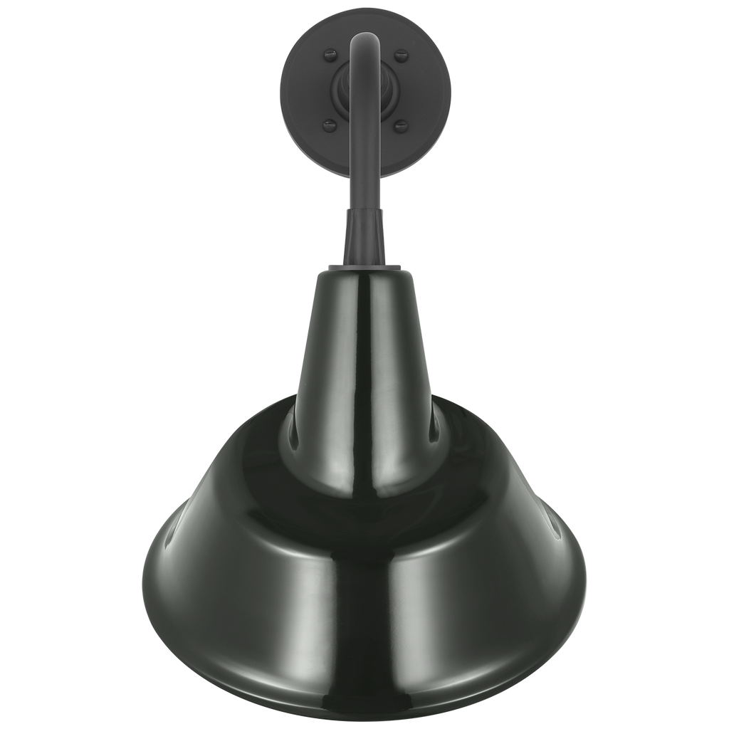 Academy 11" Rex Barn Light | Matte Black | 12.5 | 12.5" Green Tilted Bowers Shade