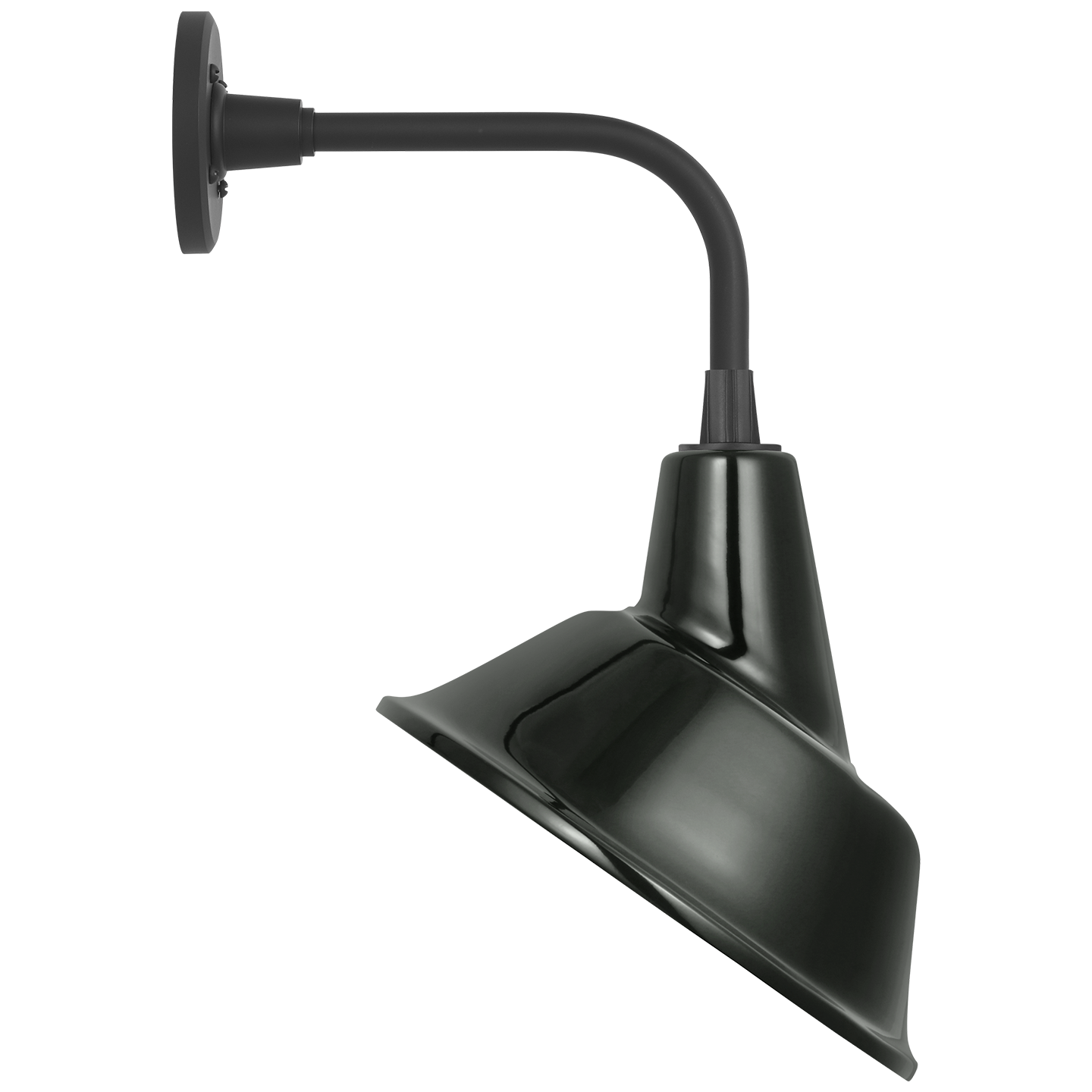 Academy 11" Rex Barn Light | Matte Black | 12.5 | 12.5" Green Tilted Bowers Shade