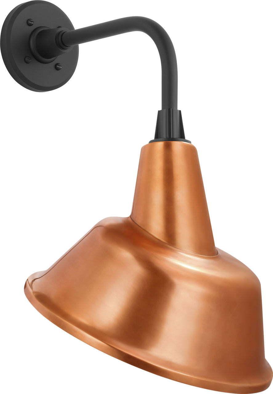 Academy 11" Rex Barn Light | Matte Black | 12.5 | 12.5" Soft Copper Tilted Bowers Shade
