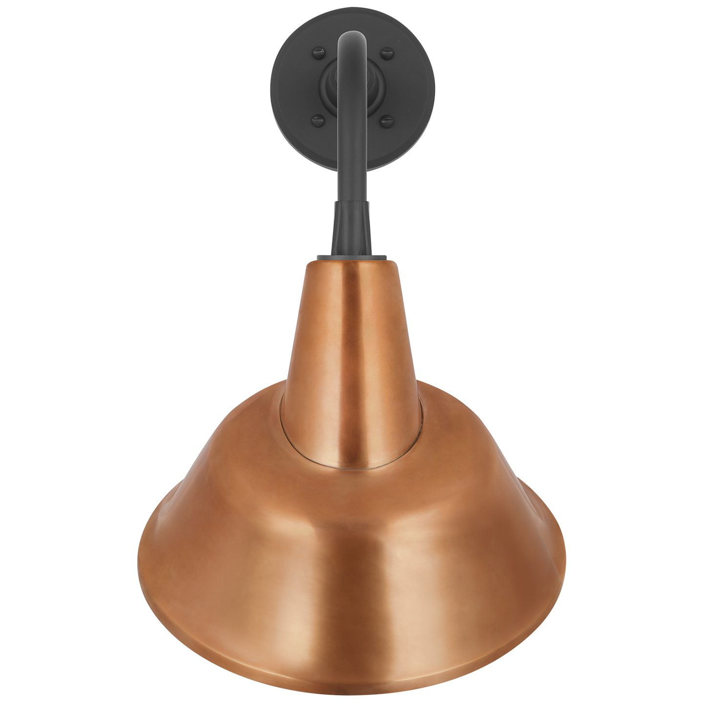 Academy 11" Rex Barn Light | Matte Black | 12.5 | 12.5" Soft Copper Tilted Bowers Shade