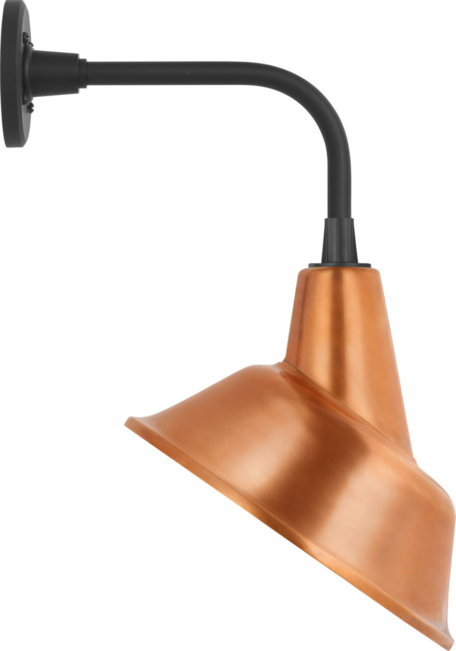 Academy 11" Rex Barn Light | Matte Black | 12.5 | 12.5" Soft Copper Tilted Bowers Shade